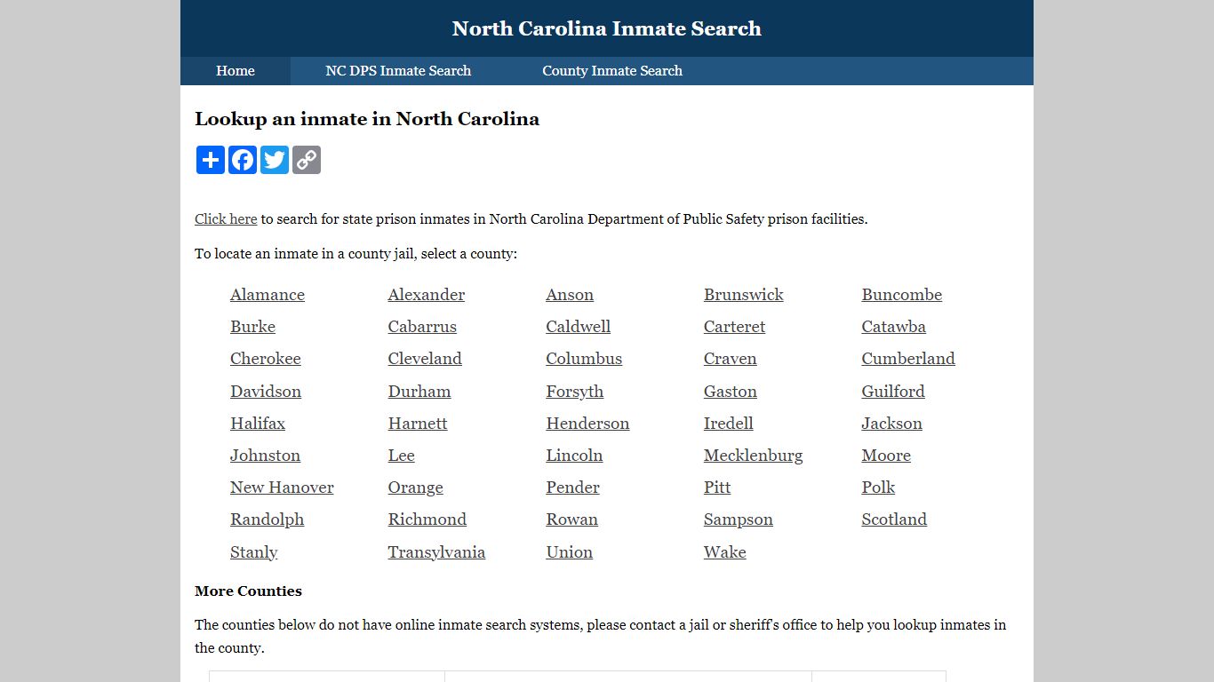 Polk County Inmate Search - North Carolina Inmate Search